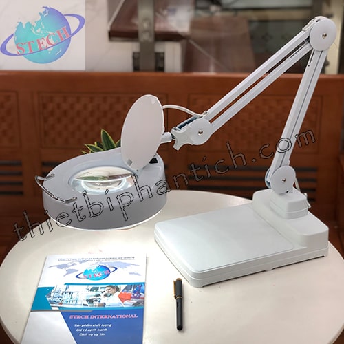 Kính lúp để bàn STECH tiêu chuẩn Quốc Tế 8066C-10X (thấu kính trắng, tròn, loại xịn)